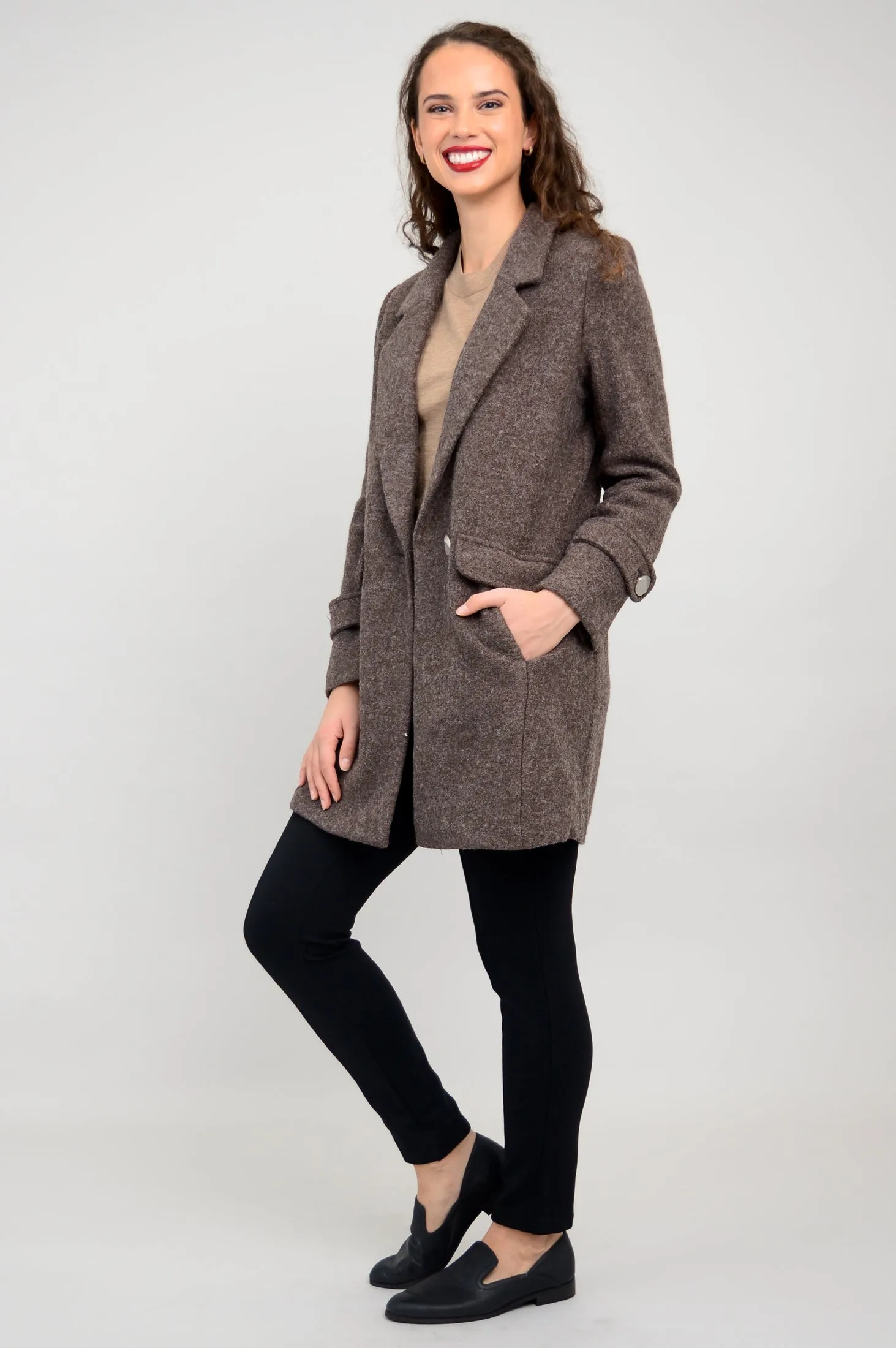 Milan Coat, Mocha, Boiled Wool