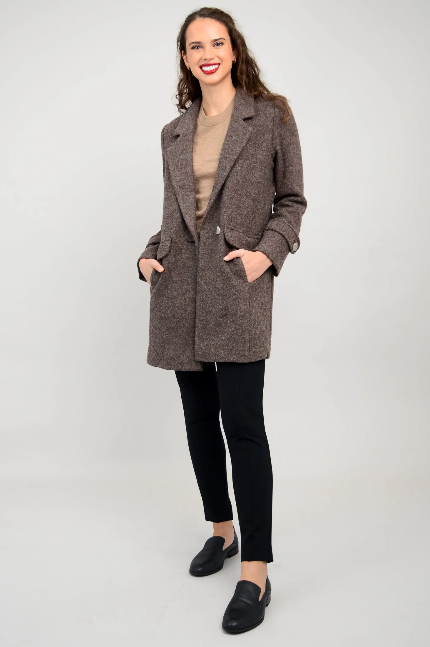 Milan Coat, Mocha, Boiled Wool