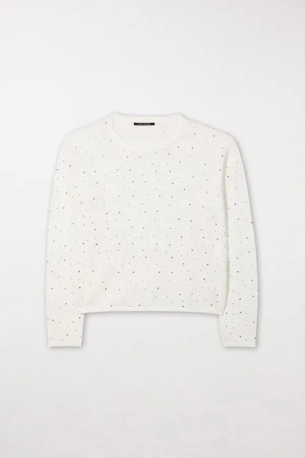 Milk Rhinestone Sweater