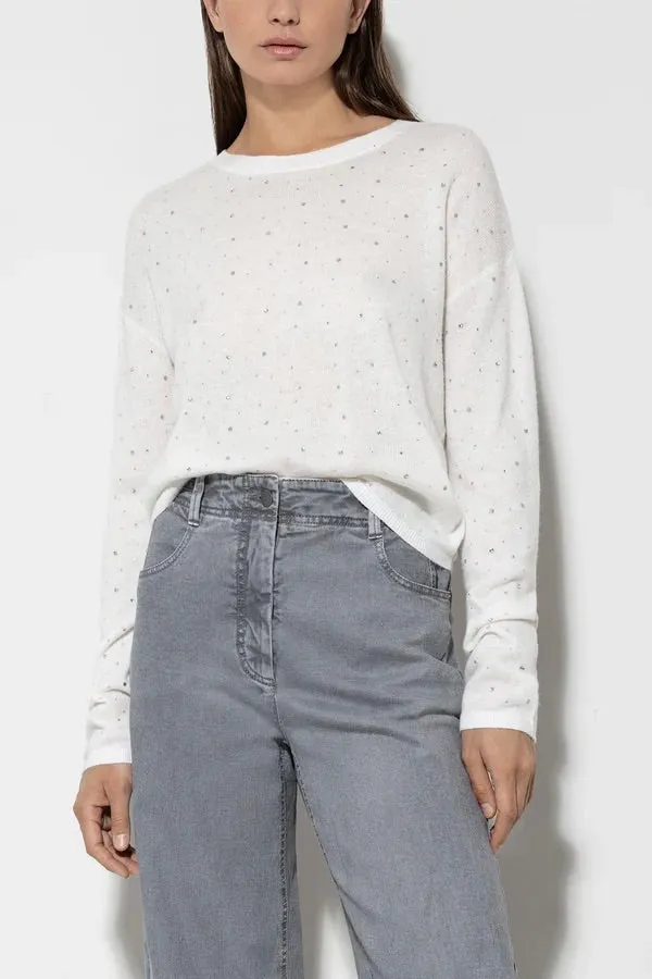 Milk Rhinestone Sweater