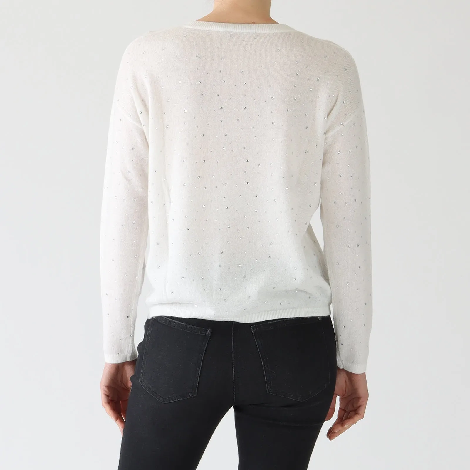 Milk Rhinestone Sweater