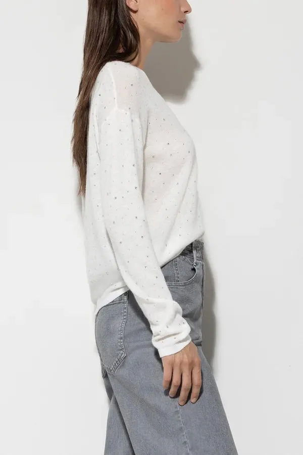 Milk Rhinestone Sweater