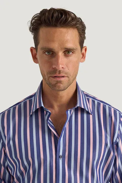 M.J. Bale - Benedict Business Shirt - Stripe - Pink/Navy/Sky