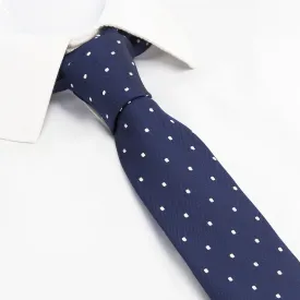 Navy Polka Dot Slim Silk Tie