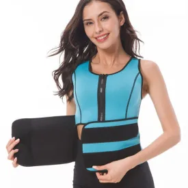 Neoprene Corset Yoga Vest Sweat Suit Postpartum Belly Belt, Size:XL(Sky Blue)