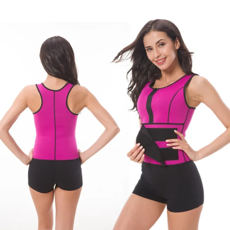 Neoprene Corset Yoga Vest Sweat Suit Postpartum Belly Belt, Size:XXXL(Rose Red)