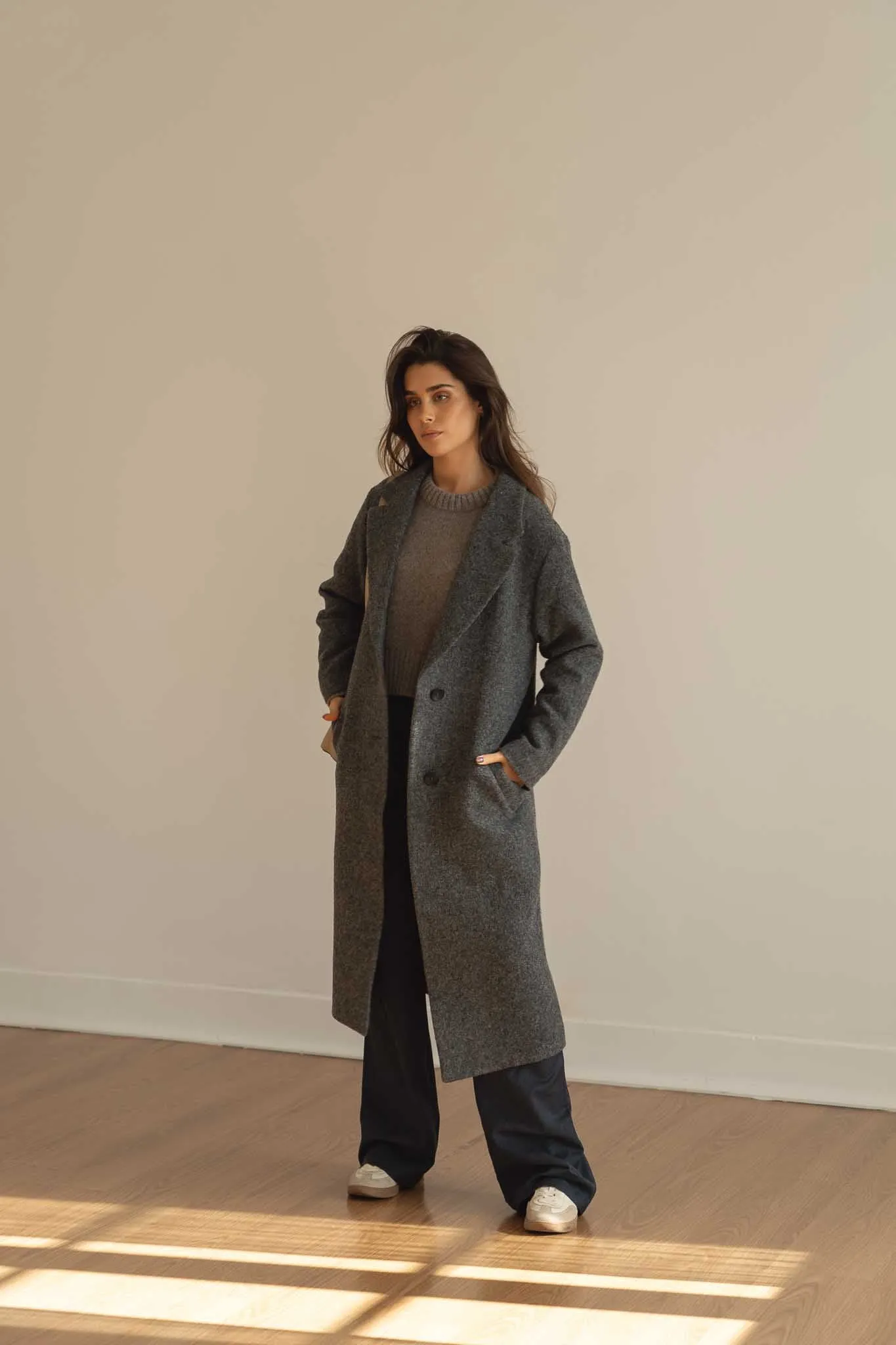 Noah Grey Wool Overcoat