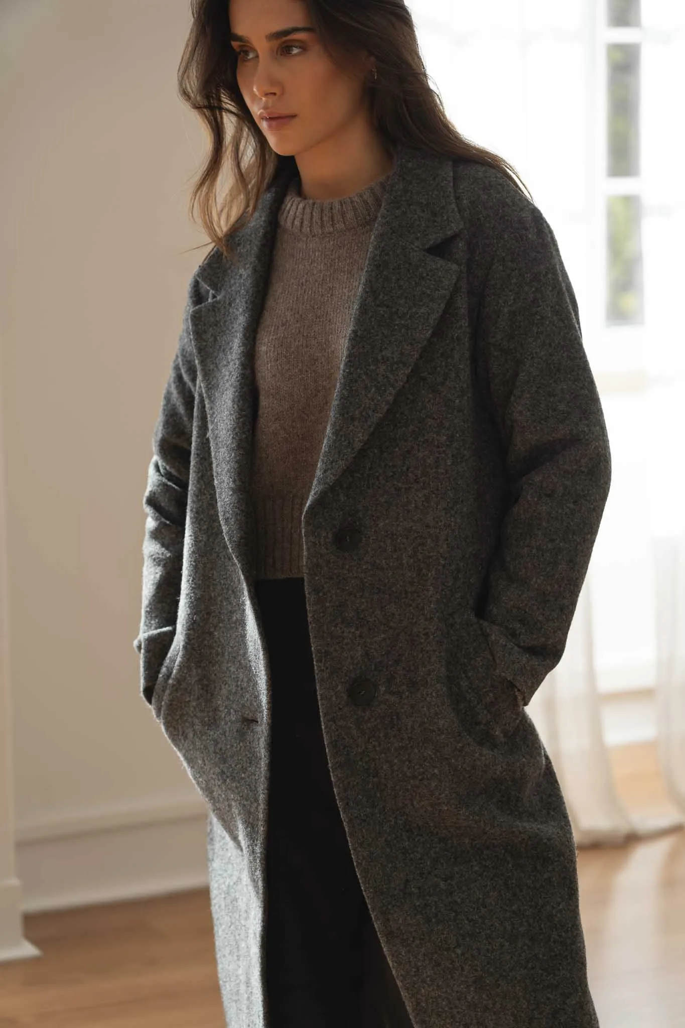 Noah Grey Wool Overcoat