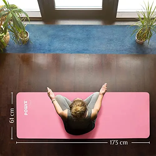 Powrx Nonslip Tpe Yoga Mat 68 X 24 Inch Pink 02 Thick With Carry Bag