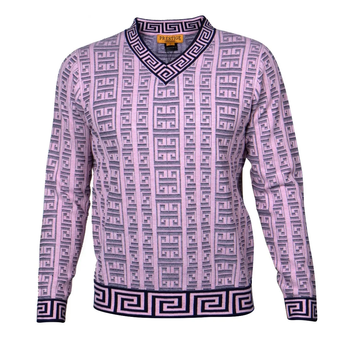 Prestige Greek Key V Neck Sweater