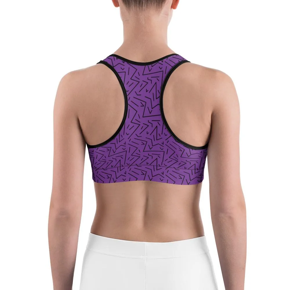 Purple Black Line Sports Bra