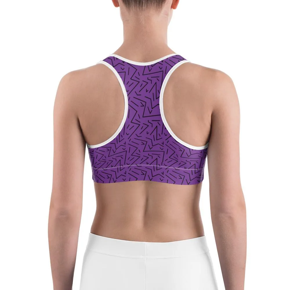 Purple Black Line Sports Bra