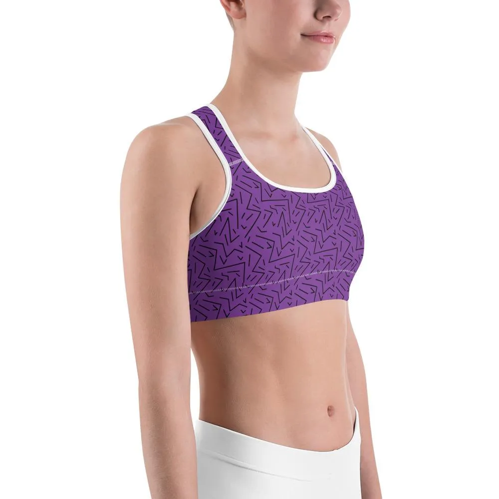 Purple Black Line Sports Bra