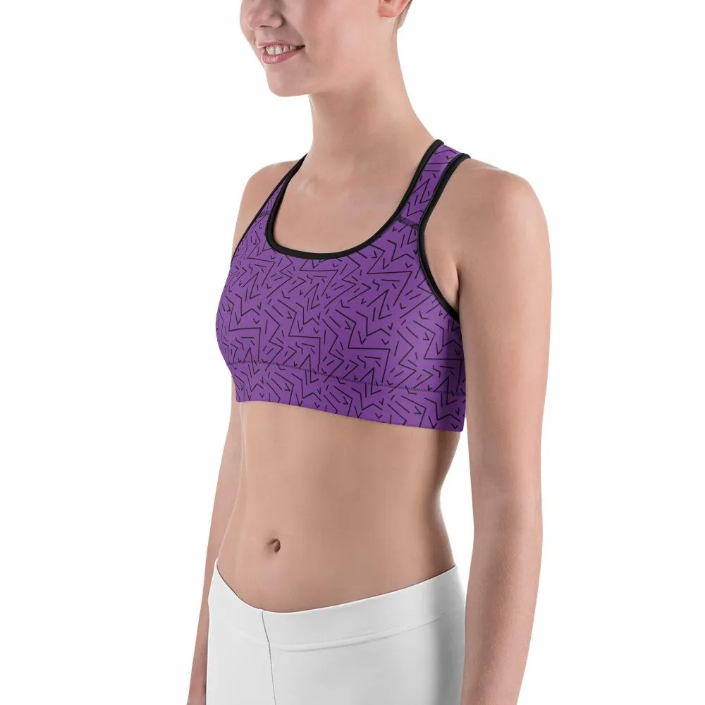 Purple Black Line Sports Bra