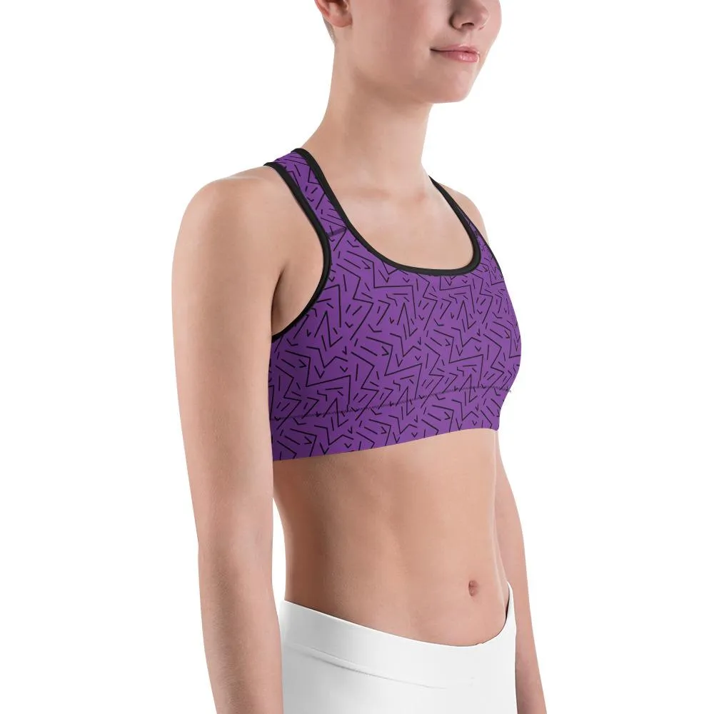 Purple Black Line Sports Bra