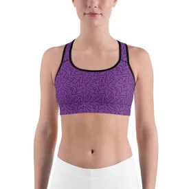 Purple Black Line Sports Bra