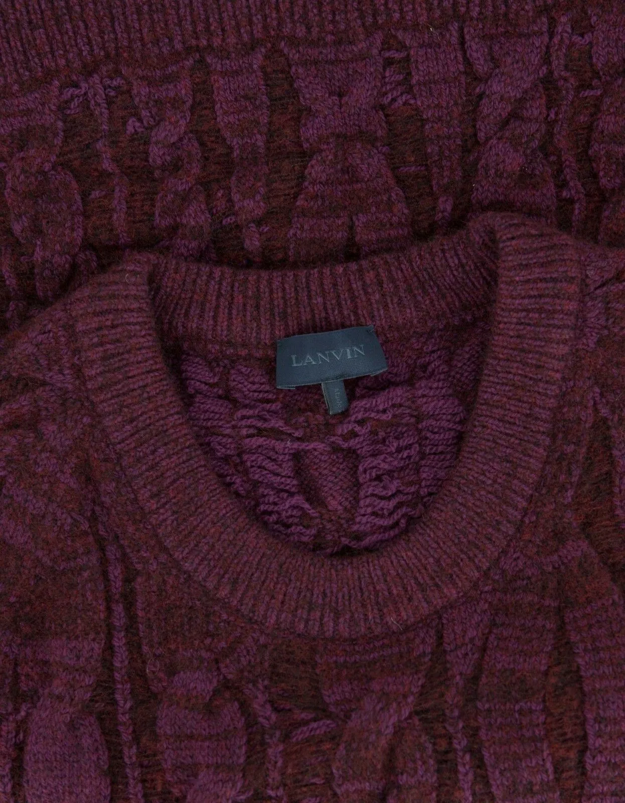 Purple Cable Knit Wool Blend Sweater