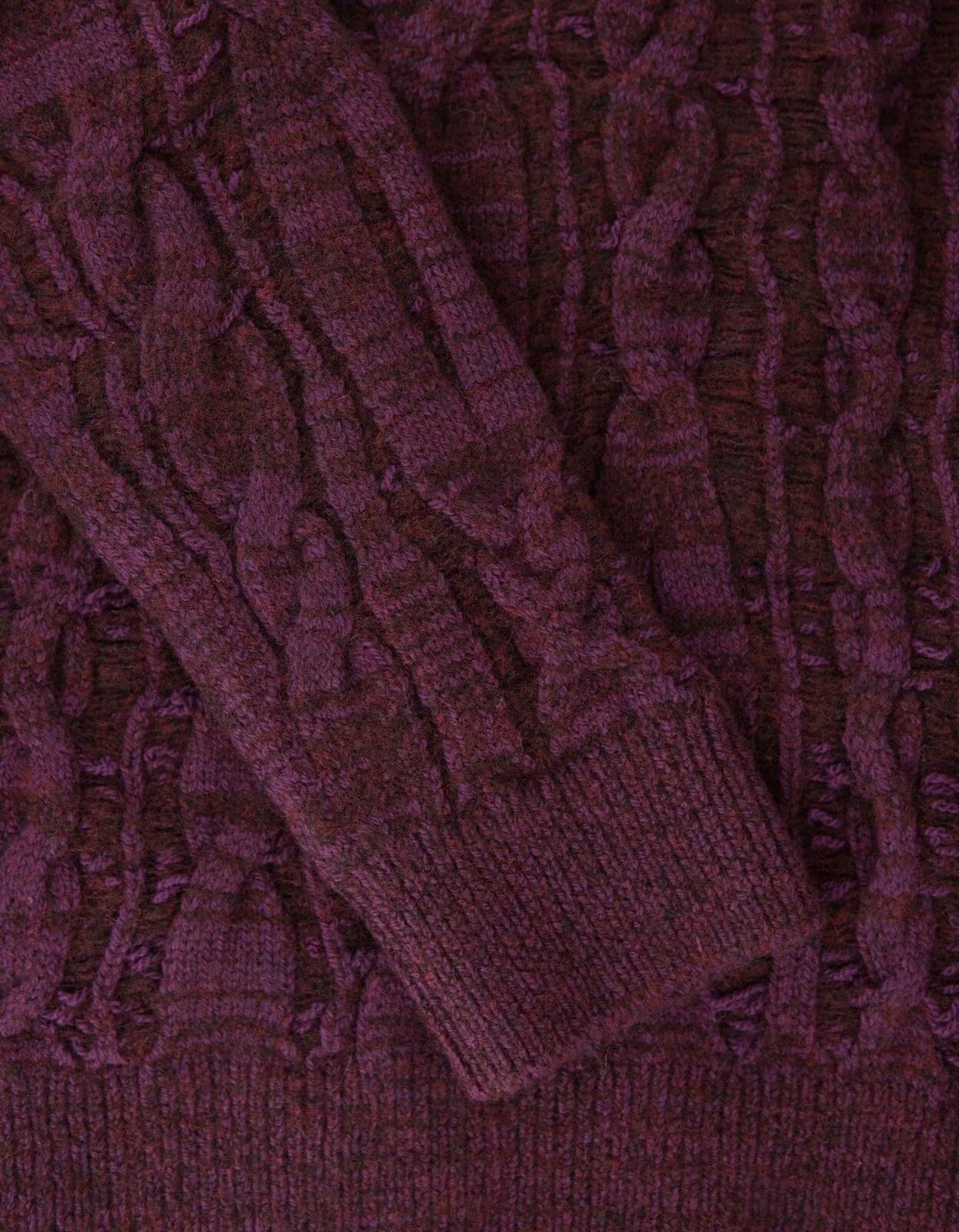 Purple Cable Knit Wool Blend Sweater