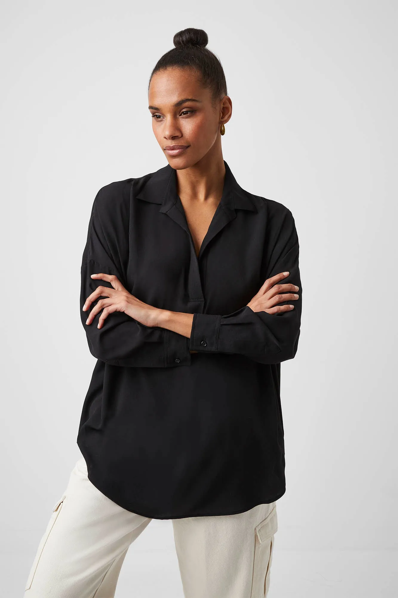 Rhodes Crepe Pop Over Shirt