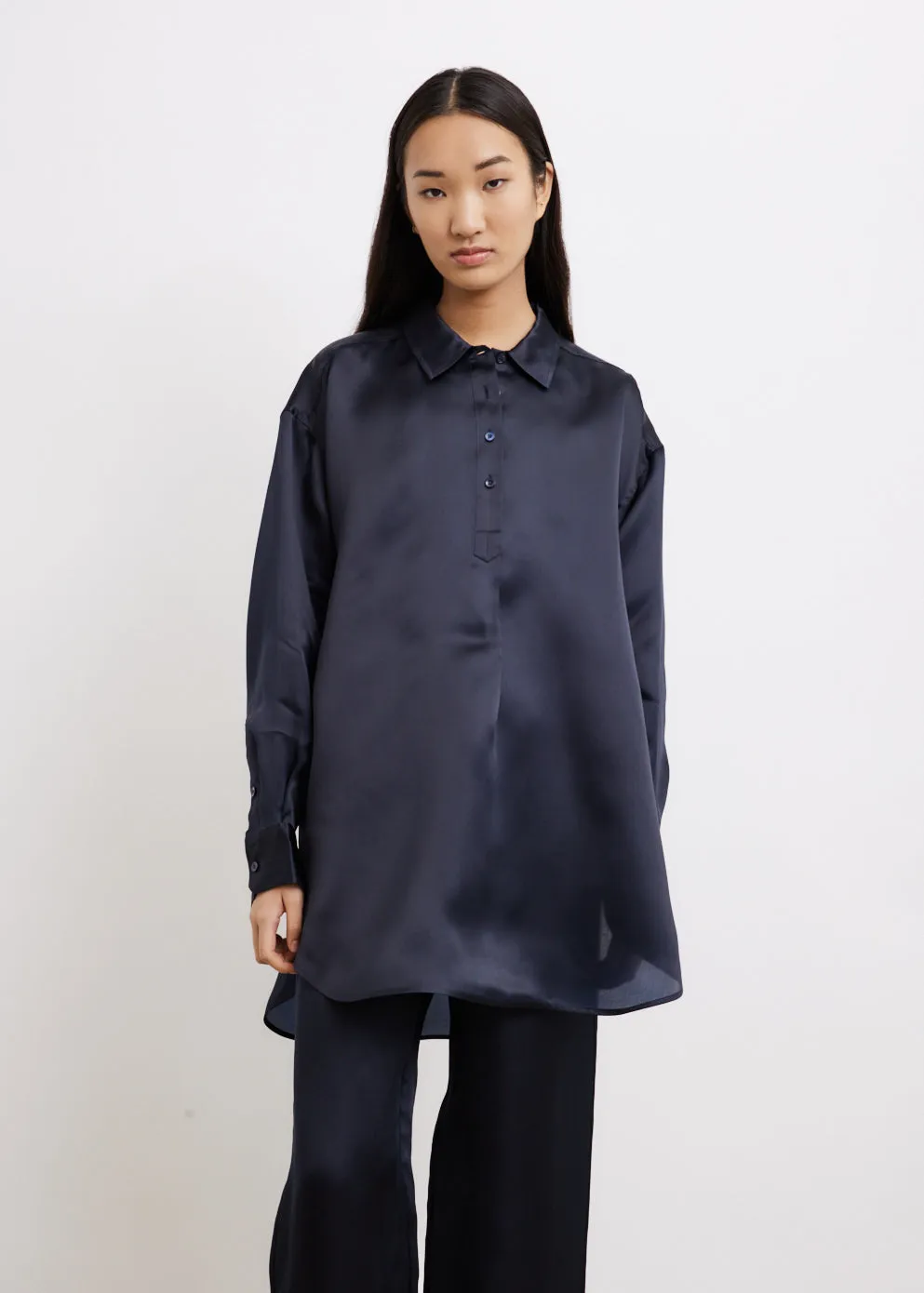 Silk Organza Half Button Shirt