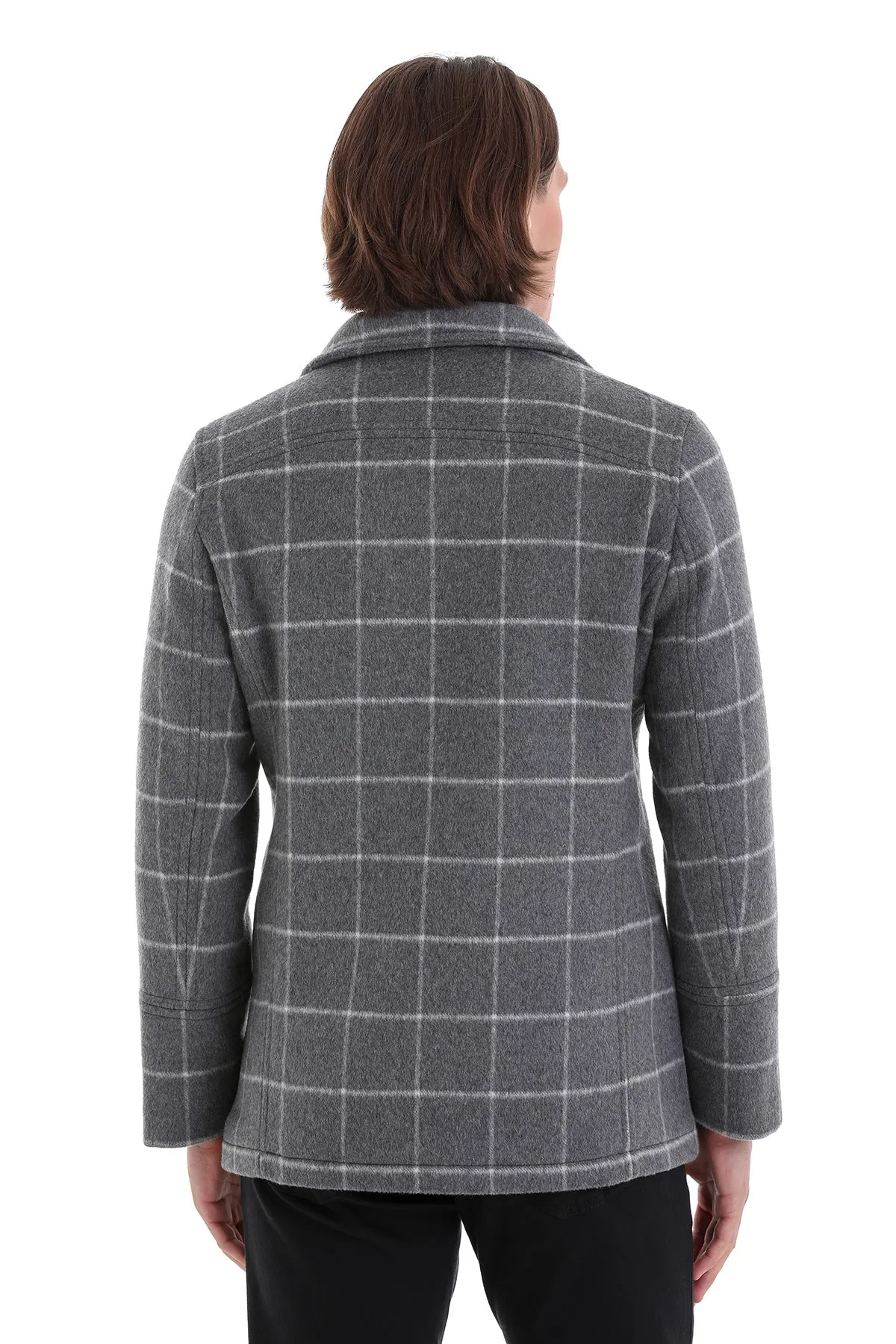 Slim Fit Double Breasted Gray Wool Blend Coat