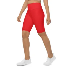 Solid Hot Red Bike Shorts