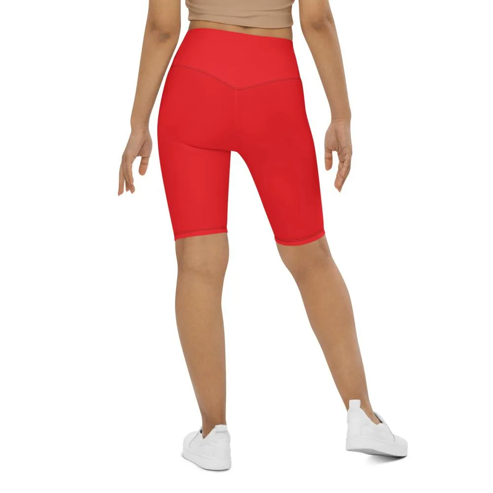 Solid Hot Red Bike Shorts