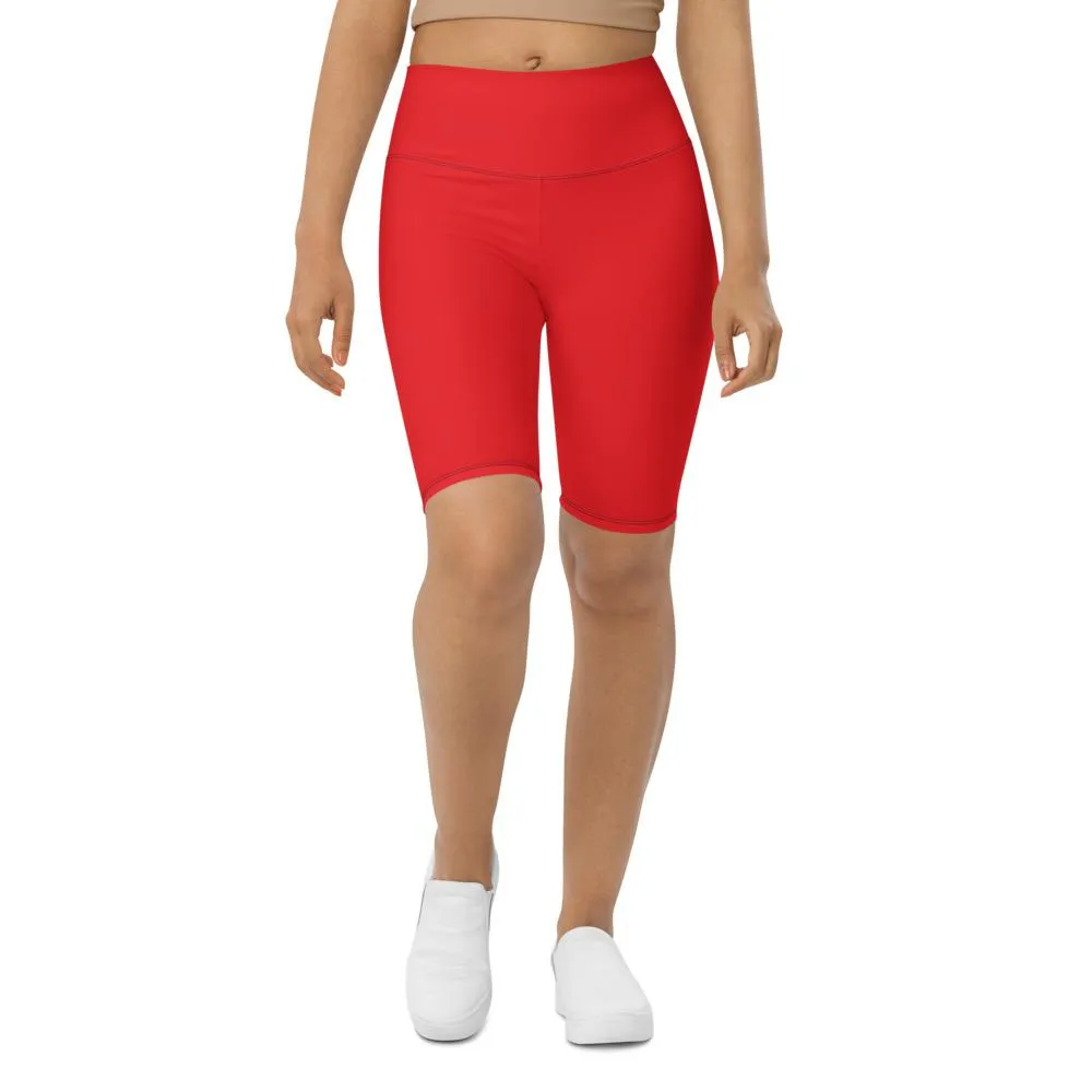 Solid Hot Red Bike Shorts