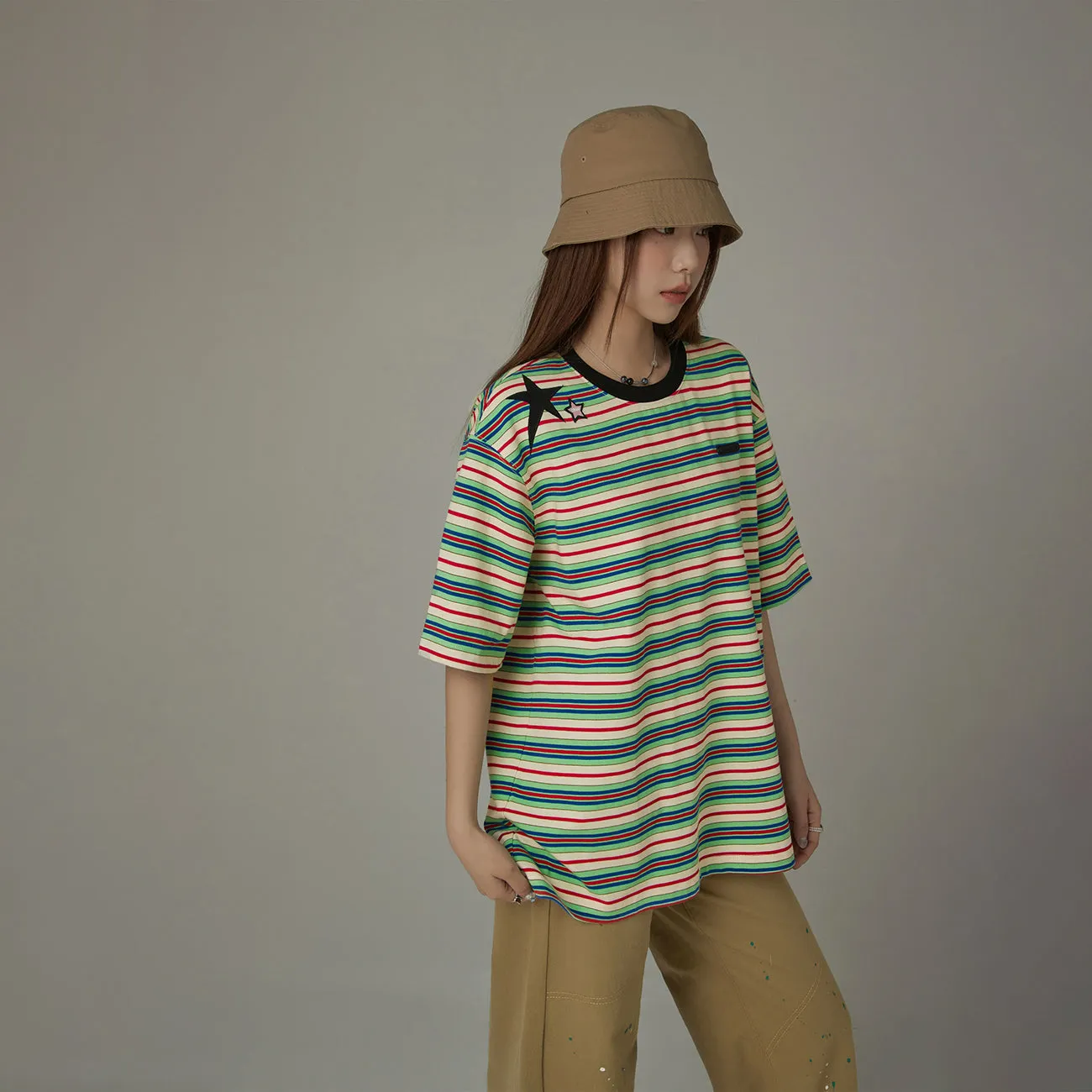 Star Striped Loose Fit T-Shirt