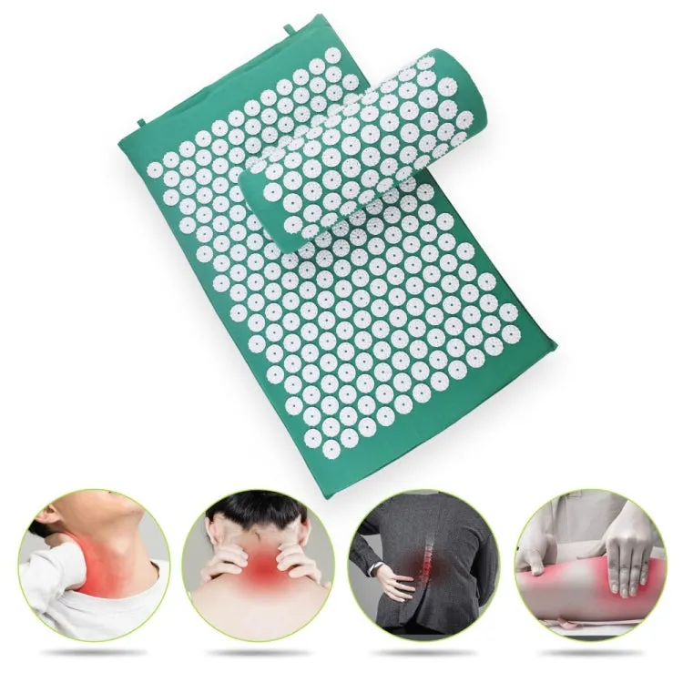 TPE   Sponge Acupuncture Acupoint Pain Relief Acupuncture Massage Pad Yoga Mat   Pillow Set(Blue)