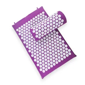 TPE   Sponge Acupuncture Acupoint Pain Relief Acupuncture Massage Pad Yoga Mat   Pillow Set(Purple)