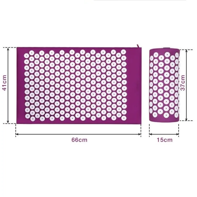 TPE   Sponge Acupuncture Acupoint Pain Relief Acupuncture Massage Pad Yoga Mat   Pillow Set(Purple)