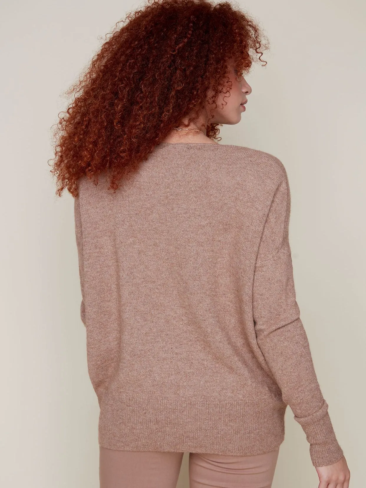 V-Neck Comfort Sweater Heather Tan by Renuar