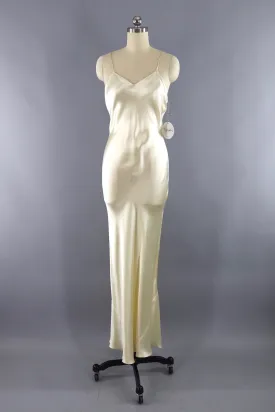 Vintage 1930s Ivory Satin Slip Dress