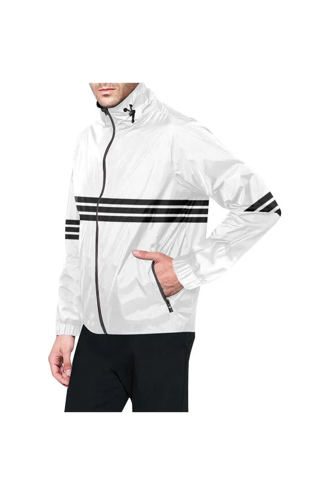 White & Black Stripes Windbreaker for Men