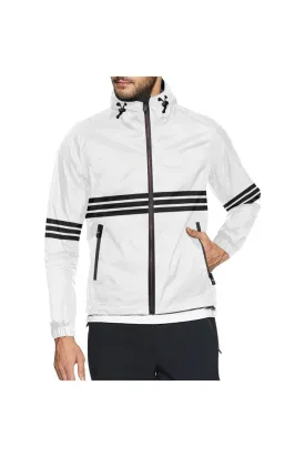 White & Black Stripes Windbreaker for Men