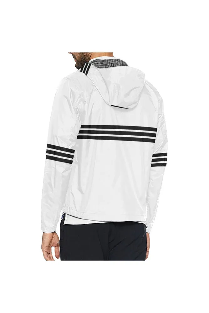 White & Black Stripes Windbreaker for Men