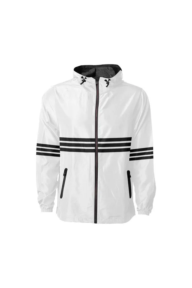 White & Black Stripes Windbreaker for Men