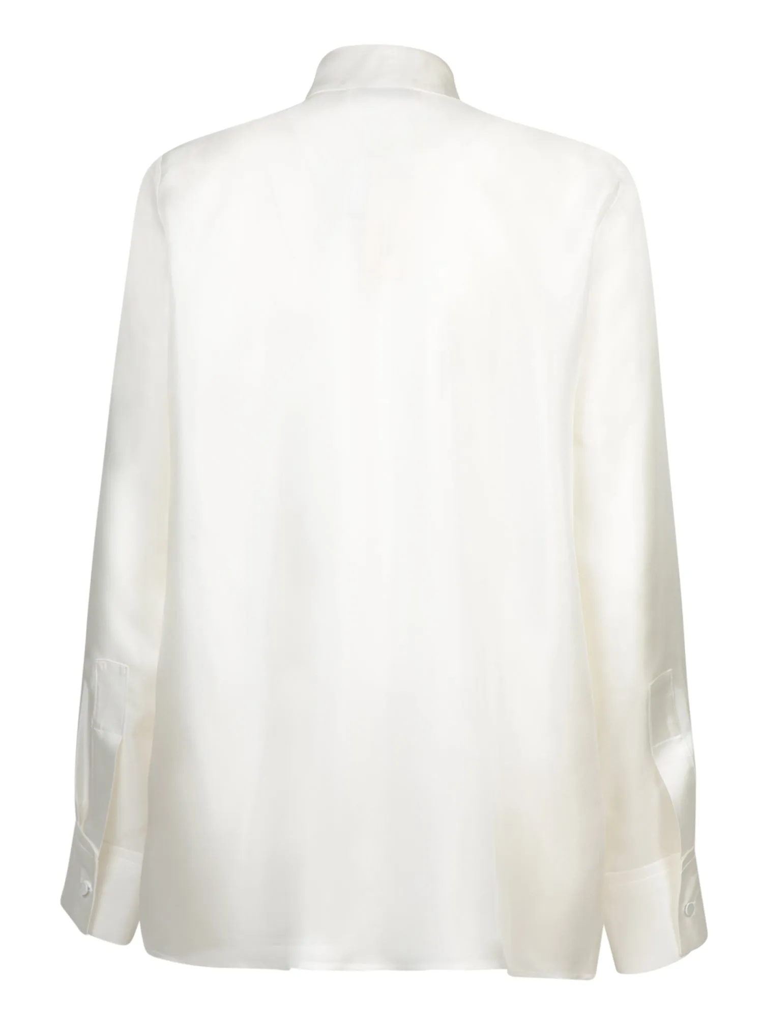 White Silk Twill Bow Shirt