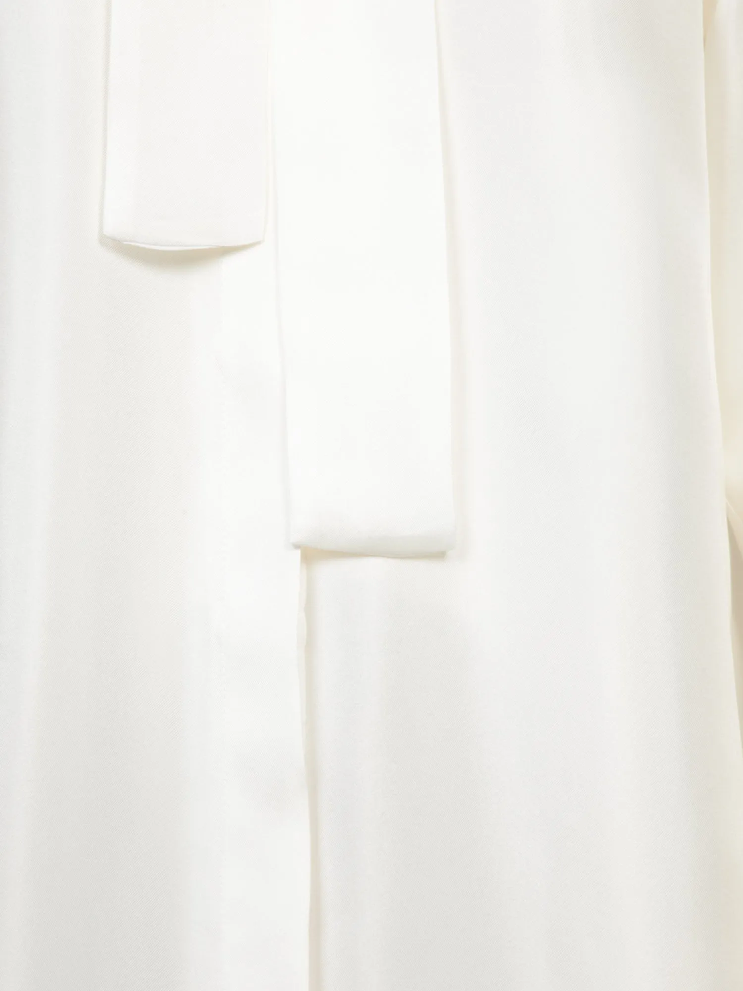 White Silk Twill Bow Shirt