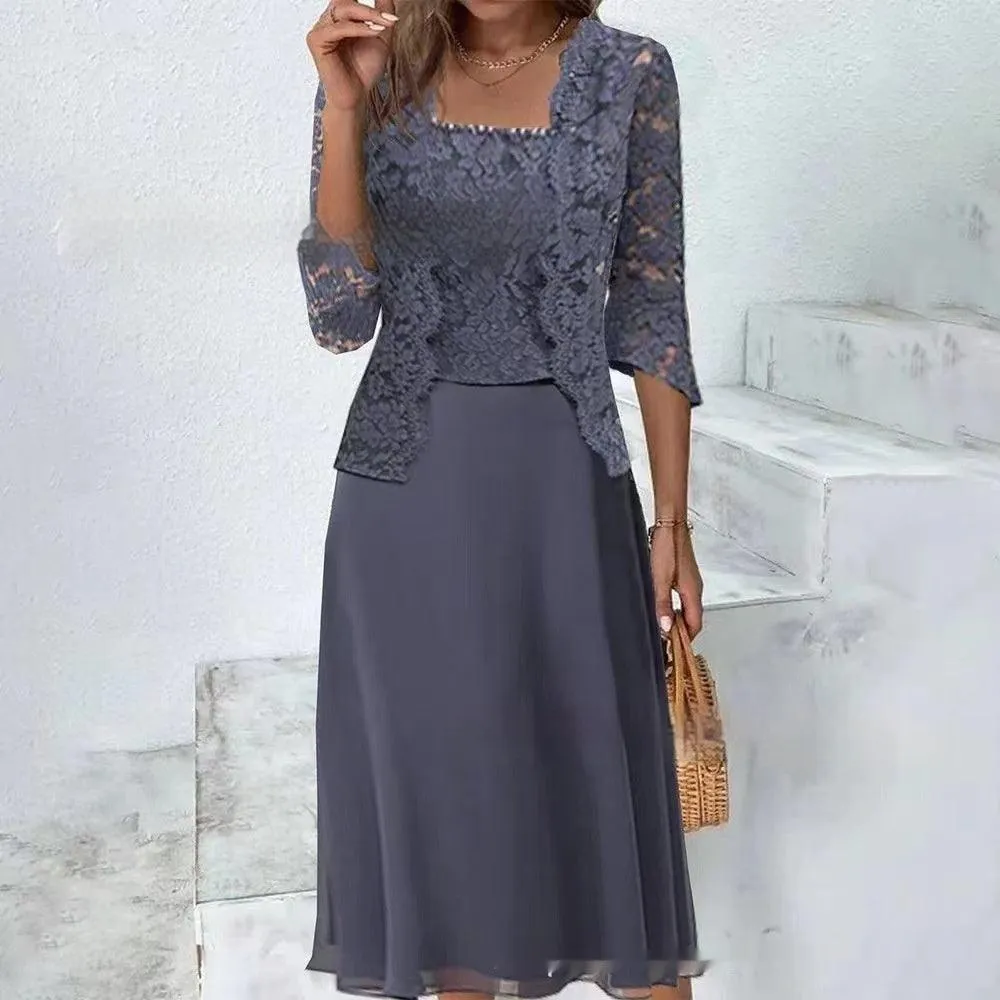 Women's Lace Sling Coat Solid Skirt Fashion Set