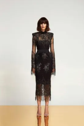 Zhivago once upon a time Midi Dress with Intricate Beadwork and Flawless Details